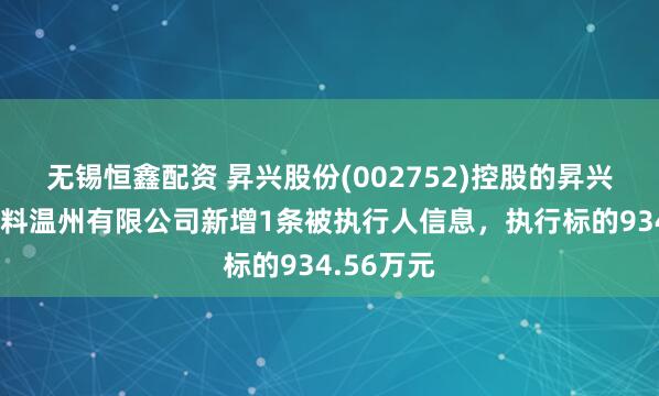 无锡恒鑫配资 昇兴股份(002752)控股的昇兴博德新材料温州有限公司新增1条被执行人信息,执行标的934.56万元